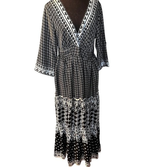 Magic 2 Me Anthropologie Bland White Floral Maxi Festival Dress L - Picture 1 of 7